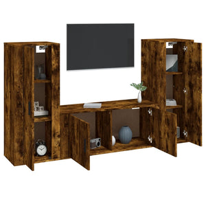3-tlg. TV-Schrank-Set Räuchereiche Holzwerkstoff