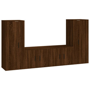 TV-Schrank-Set, 4-teilig, Braun Eiche