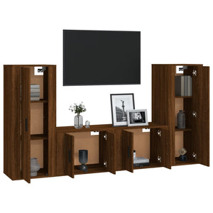 TV-Schrank-Set, 4-teilig, Braun Eiche