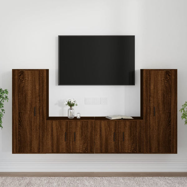 TV-Schrank-Set, 4-teilig, Braun Eiche