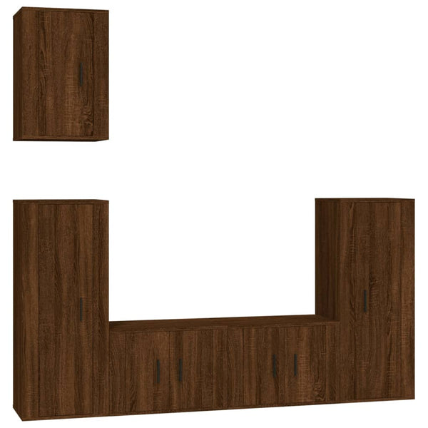5-tlg. TV-Schrank-Set Braun Eiche Optik