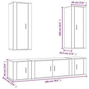 5-tlg. TV-Schrank-Set Räuchereiche Holzwerkstoff