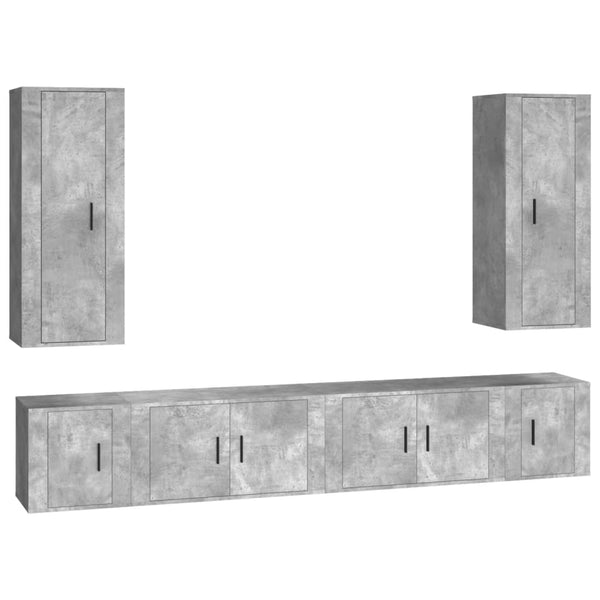 6-tlg. TV-Schrank-Set Betongrau Holzwerkstoff