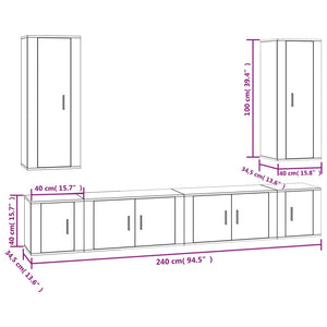 6-tlg. TV-Schrank-Set Betongrau Holzwerkstoff