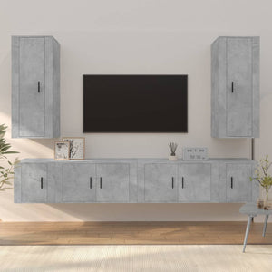 6-tlg. TV-Schrank-Set Betongrau Holzwerkstoff