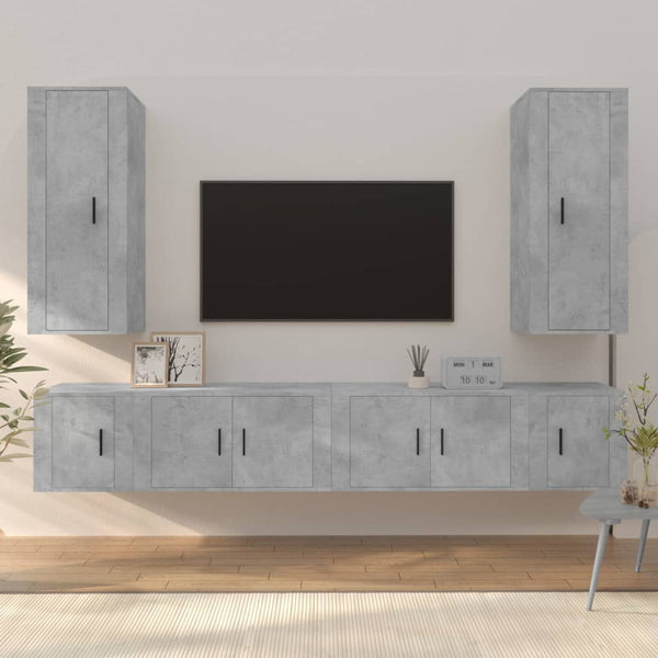 6-tlg. TV-Schrank-Set Betongrau Holzwerkstoff