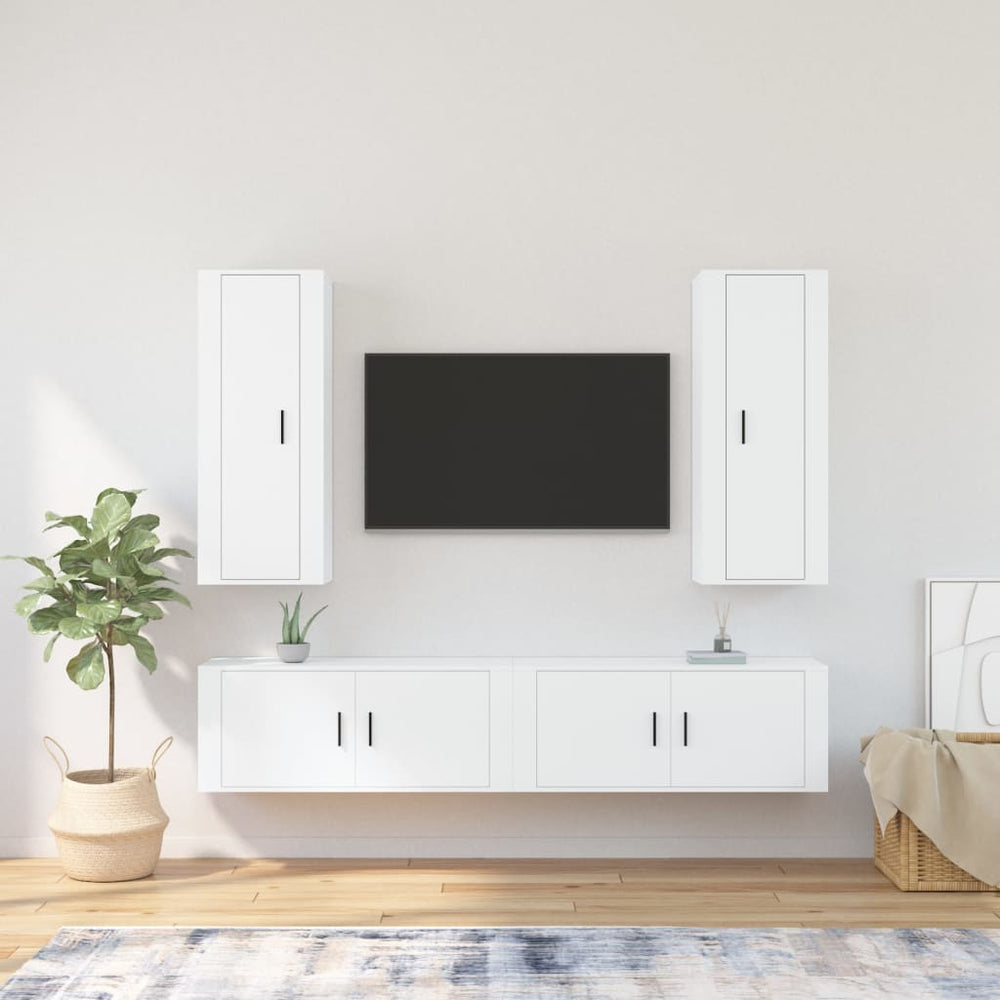 vidaXL Ensemble de 4 meubles TV Blanc Bois d'ingénierie