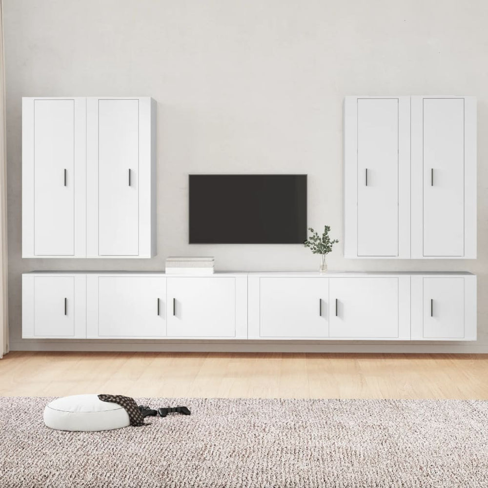 vidaXL Meuble TV 8 pcs blanc bois d'ingénierie