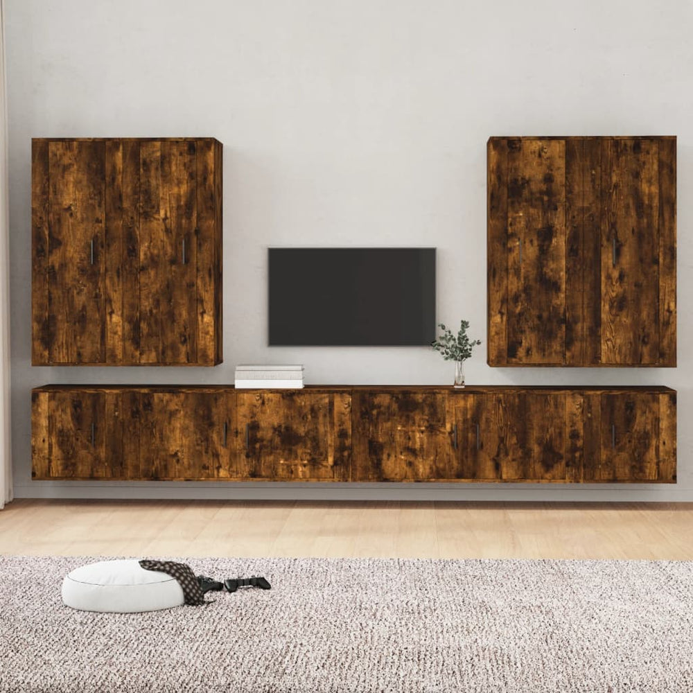 8-tlg. TV-Schrank-Set Räuchereiche Holzwerkstoff