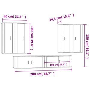 6-tlg. TV-Schrank-Set Weiß Holzwerkstoff
