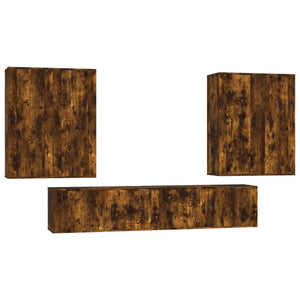 6-tlg. TV-Schrank-Set Räuchereiche Holzwerkstoff