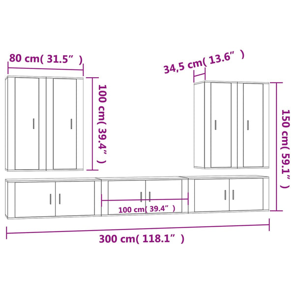 7-tlg. TV-Schrank-Set Weiß Holzwerkstoff