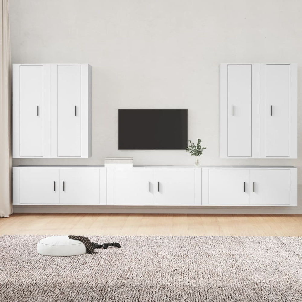vidaXL Ensemble de 7 meubles TV blanc en bois d'ingénierie