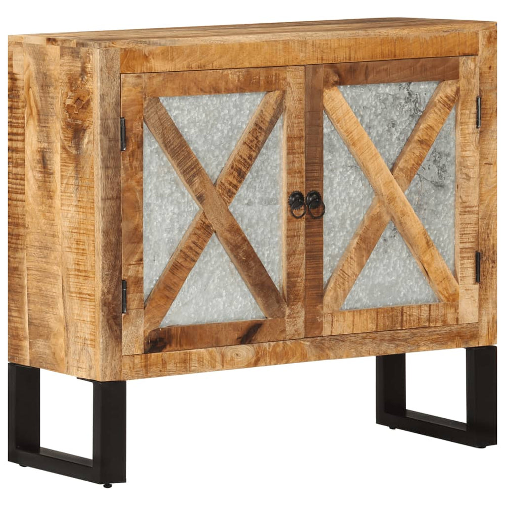 vidaXL Sideboard 80x30x71 cm Solid Rough Mango Wood and Metal
