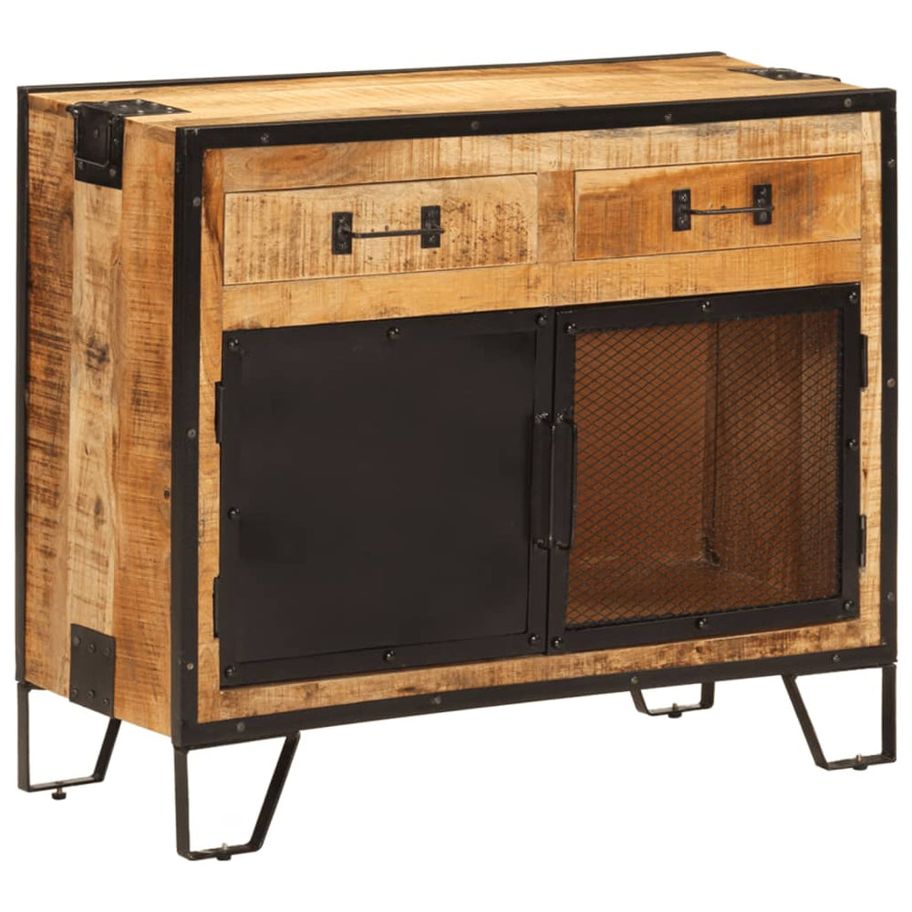 vidaXL Sideboard 80x31x66 cm Solid Rough Mango Wood and Metal