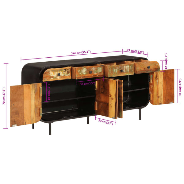 Sideboard Altholz & Metall 140x35x70 cm