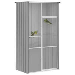 Voliere Grau 115x78x200 cm Verzinkter Stahl