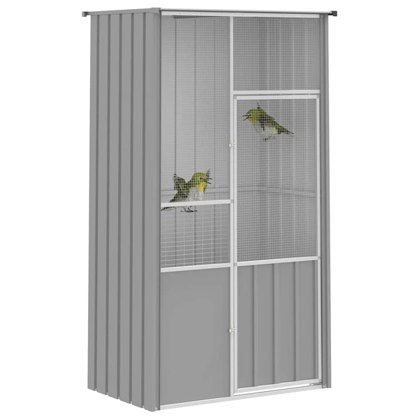 Voliere Grau 115x78x200 cm Verzinkter Stahl