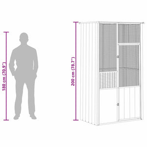 Voliere Grau 115x78x200 cm Verzinkter Stahl