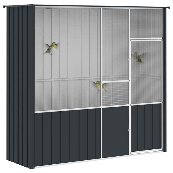 Voliere Anthrazit 215x78x200 cm Verzinkter Stahl