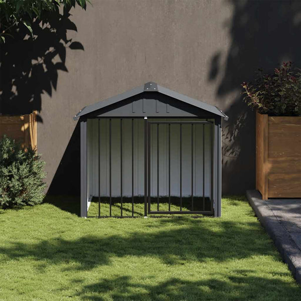 Hundehütte mit Dach Schwarz 117x103x102 cm Verzinkter Stahl