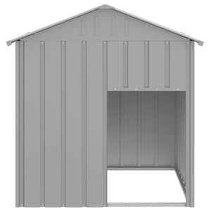 Hundehütte mit Dach Hellgrau 117x103x123 cm Verzinkter Stahl