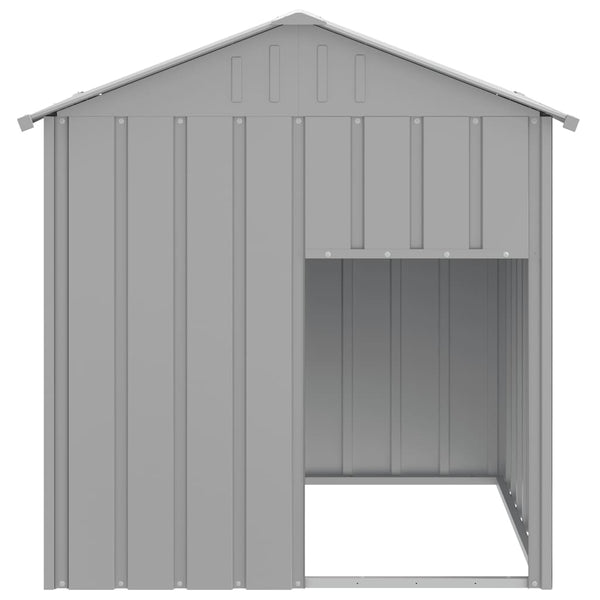 Hundehütte mit Dach Hellgrau 117x103x123 cm Verzinkter Stahl