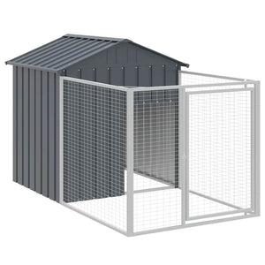 vidaXL Niche pour chien avec enclos, anthracite, 117x201x123 cm, acier galvanisé