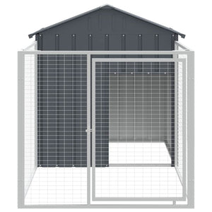vidaXL Niche pour chien avec enclos, anthracite, 117x201x123 cm, acier galvanisé