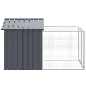 vidaXL Niche pour chien avec enclos, anthracite, 117x201x123 cm, acier galvanisé