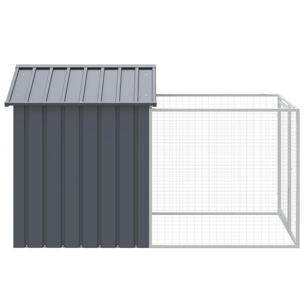 vidaXL Niche pour chien avec enclos, anthracite, 117x201x123 cm, acier galvanisé