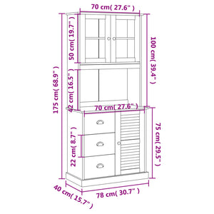 Highboard VIGO 78x40x175 cm Massivholz Kiefer