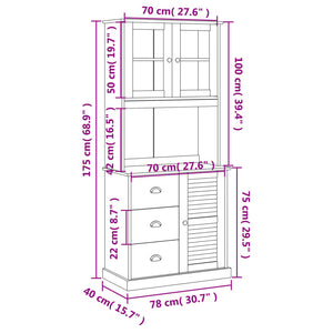 Highboard VIGO Weiß Kiefer Massivholz 78x175cm