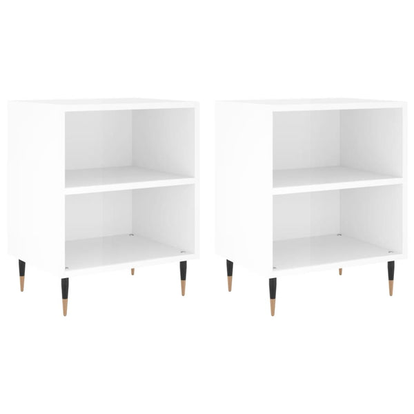 vidaXL Tables de chevet 2 pcs Blanc brillant 40x30x50 cm Bois d'ingénierie