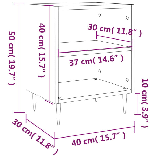 vidaXL Tables de chevet 2 pcs Gris béton 40x30x50 cm Bois d'ingénierie