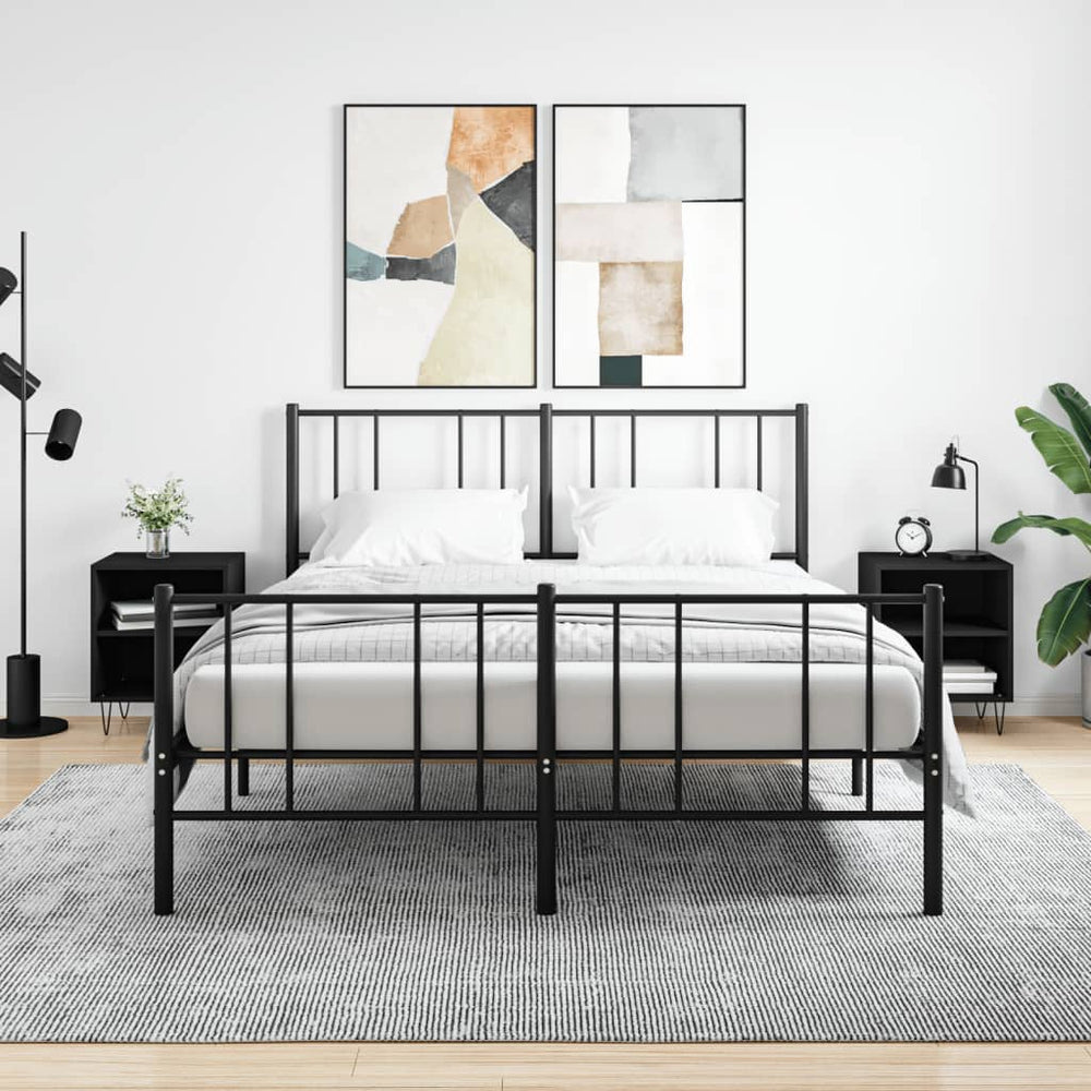 vidaXL Nightstands 2 pcs Black 40x30x50 cm Engineered Wood