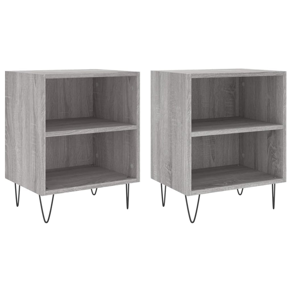 Nachttische 2er Set Grau Sonoma 40x30x50 cm