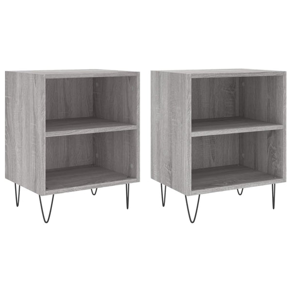 Nachttische 2er Set Grau Sonoma 40x30x50 cm