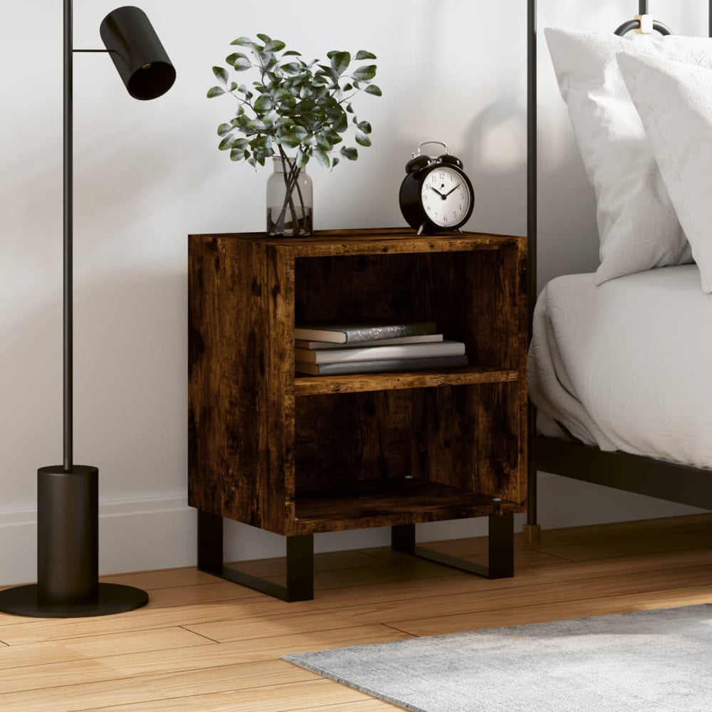 vidaXL Bedside Table Smoked Oak 40x30x50 cm Engineered Wood