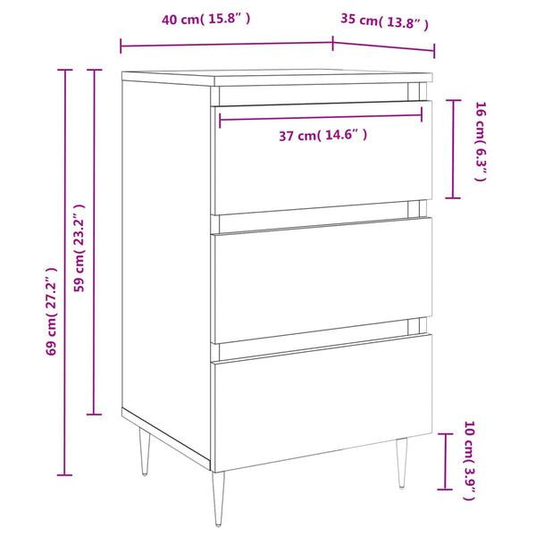 Nachttische 2er Set Räuchereiche 40x35x69 cm