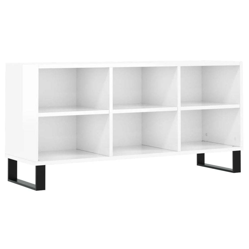 vidaXL Meuble TV blanc brillant 103,5x30x50 cm en bois d'ingénierie