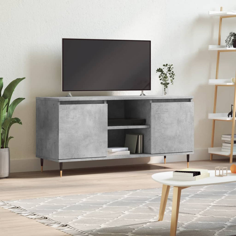 vidaXL Meuble TV gris béton 104x35x50 cm Bois d'ingénierie