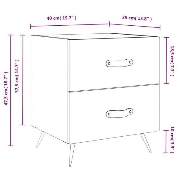 Nachttische Schwarz 40x35x47,5cm, 2er-Set