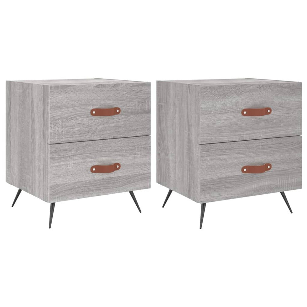 Nachttische 2er Set Grau Sonoma 40x35x47,5cm