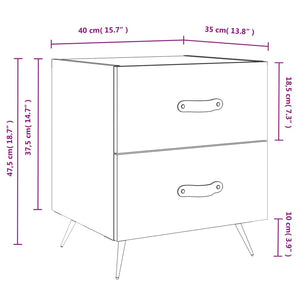 Nachttische 2er Set Grau Sonoma 40x35x47,5cm