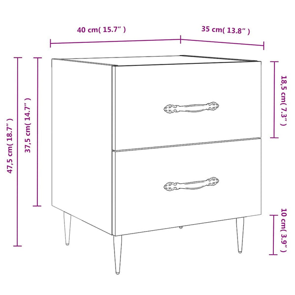 Grauer Nachttisch Sonoma, 40 cm