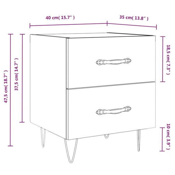 Nachttisch Braune Eiche 40 cm
