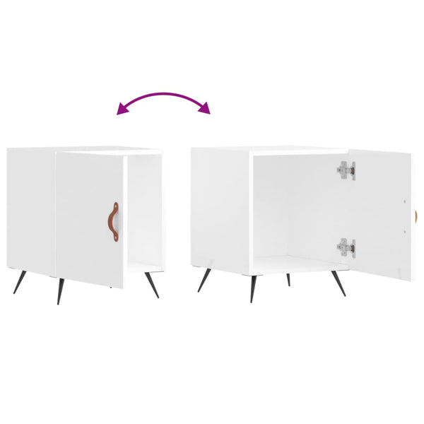 Nachttische 2er Set, Hochglanz Weiß