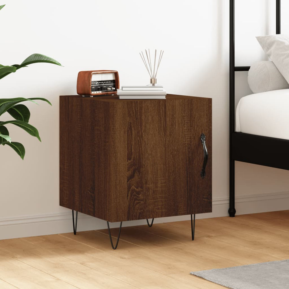 vidaXL Bedside Cabinet Brown Oak Effect 40x40x50 cm Engineered Wood