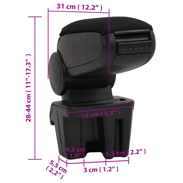 Auto-Armlehne Schwarz 15x31x(28-44) cm ABS